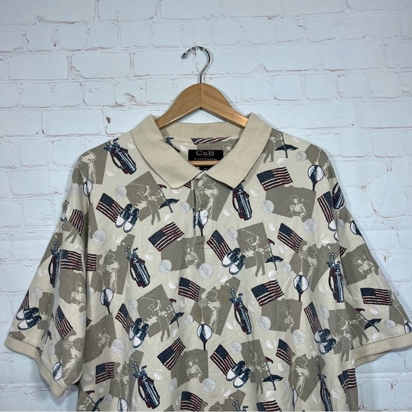 Croft & Barrow Polo Shirt Mens Size XXL Tan Golf Patriotic Summer Outdoor - Picture 2 of 10